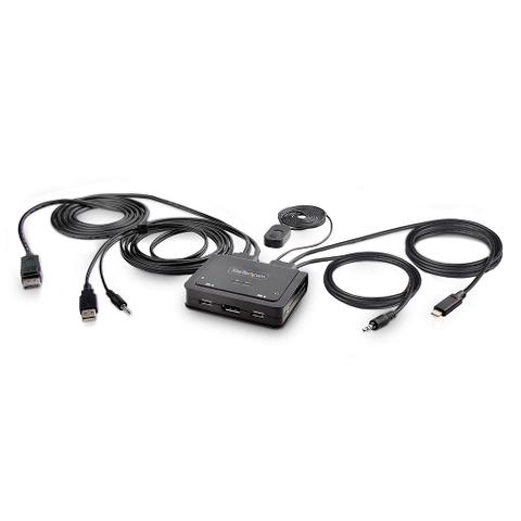StarTech 2-Port Hybrid USB-C DisplayPort Cable KVM Switch