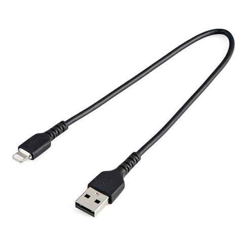 StarTech 12"/30cm Durable USB-A to Lightning Cable MFi Certified, Black