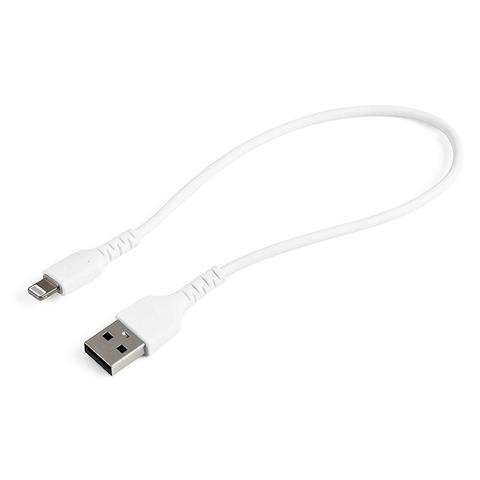 StarTech 12"/30cm Durable USB-A to Lightning Cable MFi Certified, White