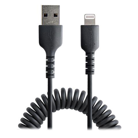 StarTech 50cm USB-A to Coil Lightning Cable - Black