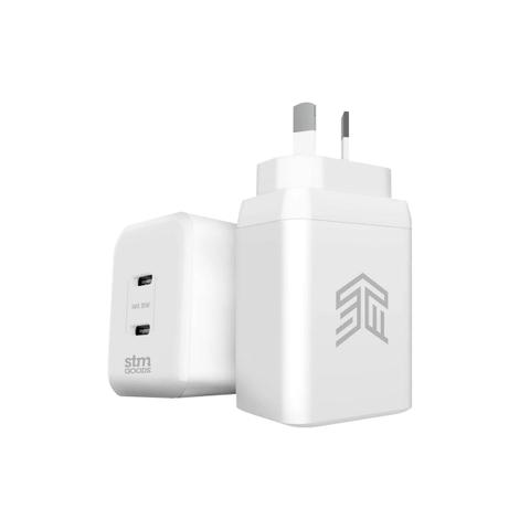STM 35W Power Adapter with 2 USB-C Ports - White