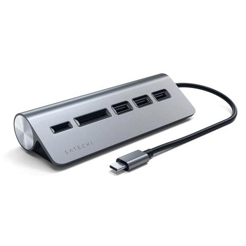Satechi USB-C Aluminium USB Hub & Card Reader, Space Grey - ST-TCHCRM
