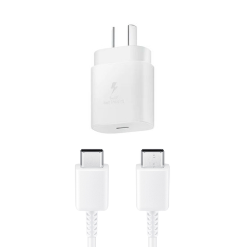 Samsung 25W Power Adapter (White) with 1M USB-C Cable (White)