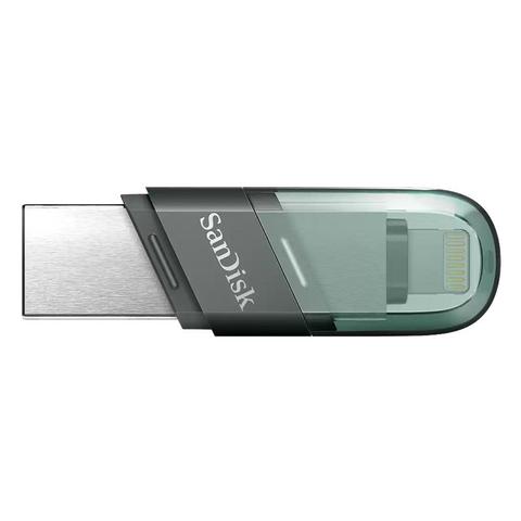 SanDisk 128GB 2-in-1 iXpand Flip Lightning & USB 3.1 Flash Drive - Sea Green