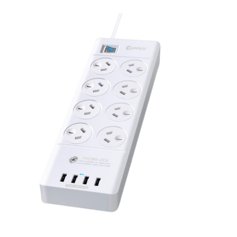 Sansai PAD-4088H 8-Outlet Surge Protected Powerboard with 4x USB