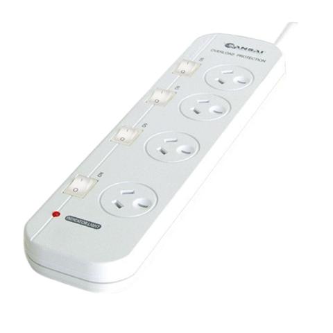 Sansai PAD-421SW 4-Outlet Surge Protected Powerboard with Individual Switches