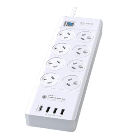Sansai PAD-8088 8-Outlet Surge Protected Powerboard with USB-C & USB-A