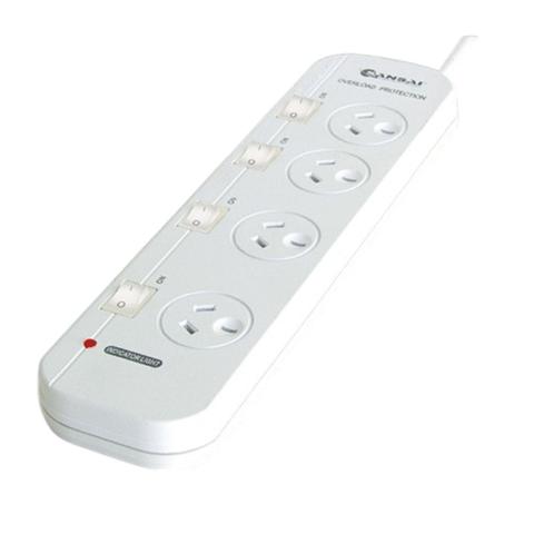 Sansai PAD-054SW 4-Outlet Surge Protected Powerboard with Individual Switches