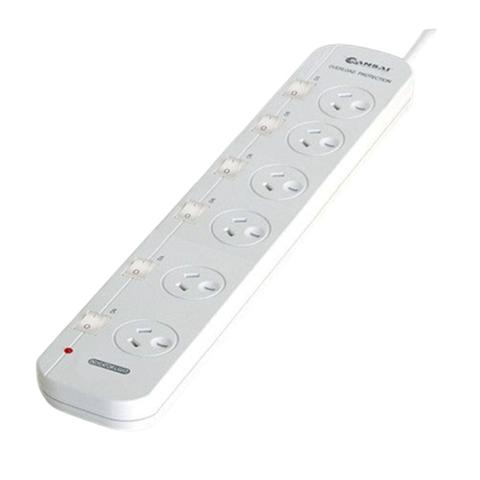 Sansai PAD-056SW 6-Outlet Surge Protected Powerboard with Individual Switches