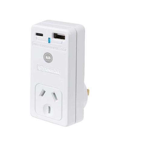 Sansai PAD-301USB Power Adaptor with USB-C & USB-A