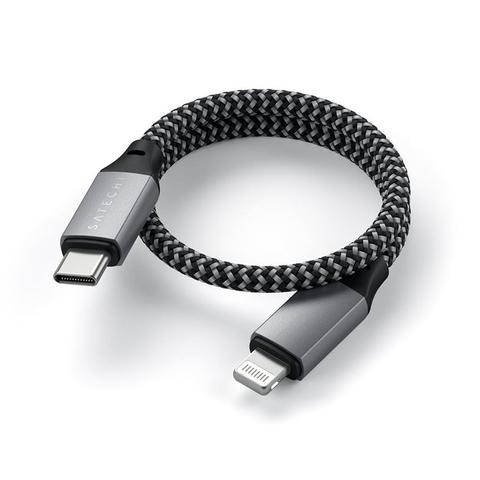 Satechi 25cm USB-C to Lightning Short Cable, Space Grey - ST-TCL10M