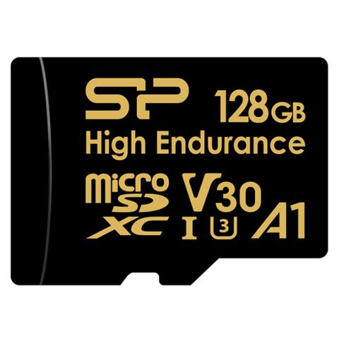 Silicon Power Golden High Endurance 128GB microSDXC UHS-I U3 V30 Memory Card w/ Adapter