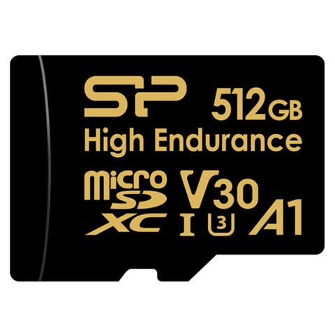 Silicon Power Golden High Endurance 512GB microSDXC UHS-I U3 V30 Memory Card w/ Adapter