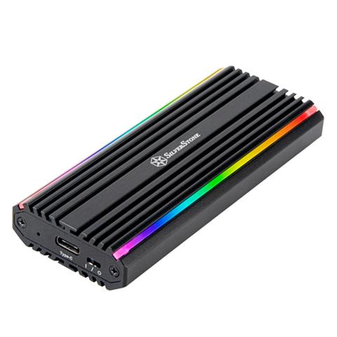 SilverStone MS13 NVMe & SATA M.2 SSD to USB-C 3.2 External SSD Enclosure - Black
