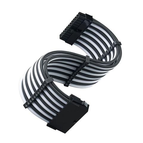 SilverStone PP07E-MBBW 24-Pin ATX Sleeved Power Cable Extension - Black/White