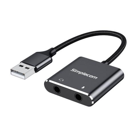 Simplecom CA152 USB to 3.5mm Audio and Microphone Sound Card Adapter