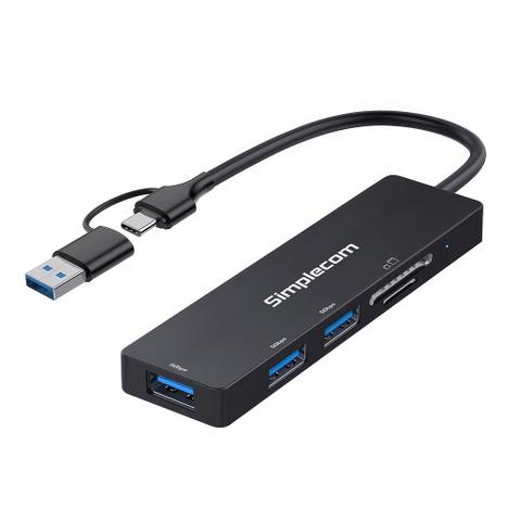 Simplecom CH365C SuperSpeed 3-Port USB Hub w/ SD MicroSD Card Reader