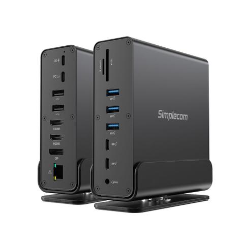 Simplecom CHT815 15-in-1 USB-C 4K Triple Display MST Docking Station with Dual HDMI DP