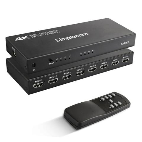 Simplecom CM317 7-Port HDMI 2.0 Switch with Remote