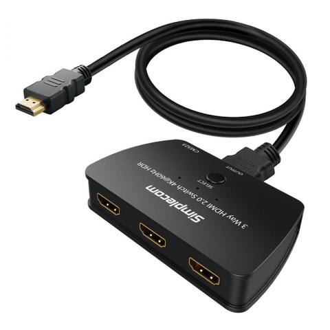 Simplecom CM323 3 Way HDMI 2.0 Switch 3 In 1 Out Splitter HDCP 2.2 4K 60Hz HDR