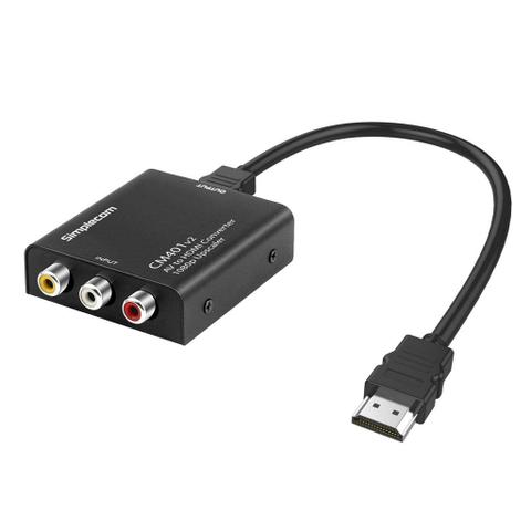 Simplecom CM401v2 Composite AV CVBS to HDMI Video Converter 1080p Upscaler Alloy Case