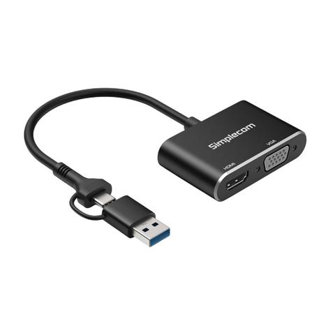 Simplecom DA326C USB-C 3.0 to HDMI + VGA Video Card Adapter Full HD 1080p