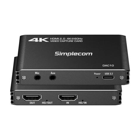 Simplecom DAC10 HDMI 2.0 to USB 4K 60hz Video Capture Card
