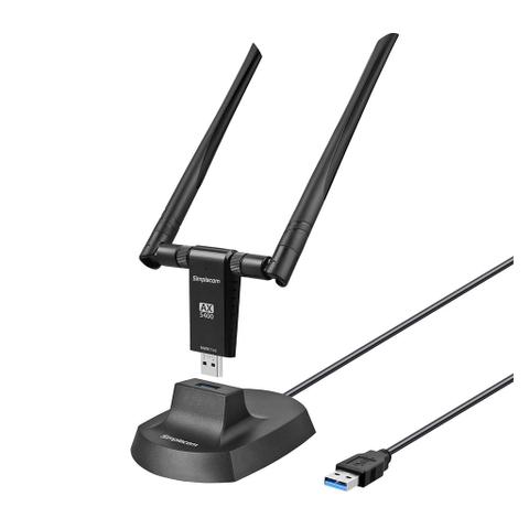 Simplecom NW811v3 AX5400 Tri-Band Wi-Fi 6E USB Adapter with 2x 5dBi High Gain Antennas