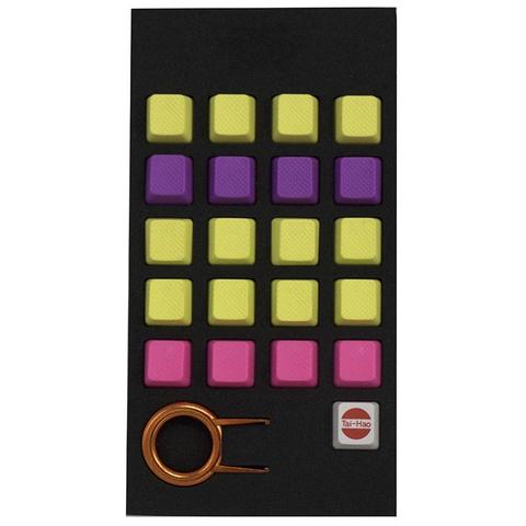 Tai-Hao Cherry MX Type 20-Key Blank Rubberized Keycap Set Yellow, Purple & Pink