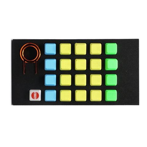 Tai-Hao Cherry MX Type 20-Key Blank Rubberized Keycap Set - Green, Yellow & Blue