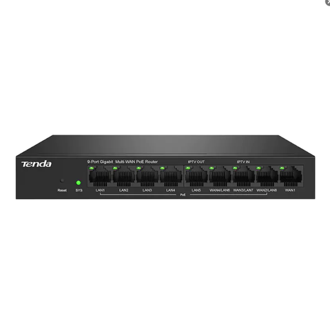 Tenda G0-8G-PoE 9-Port Gigabit Ethernet PoE Router with A/C