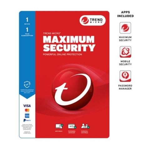 Trend Micro Maximum Security (1 Device) 1 Year Retail Mini Box Auto Renew