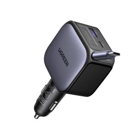 UGREEN 55909B Nexode 90W 3-Port Car Charger w/ Retractable USB-C Cable