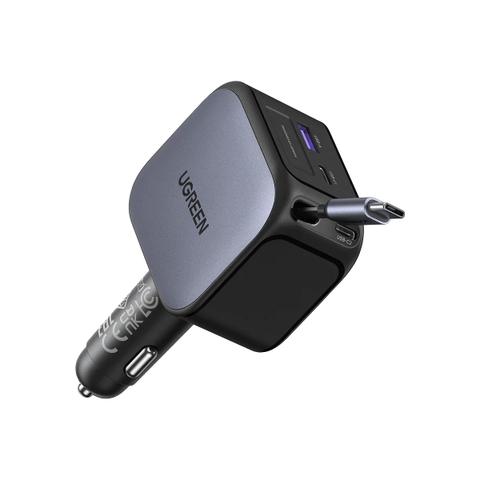 UGREEN 55910B Nexode 145W 4-Port Car Charger w/ Retractable USB-C Cable