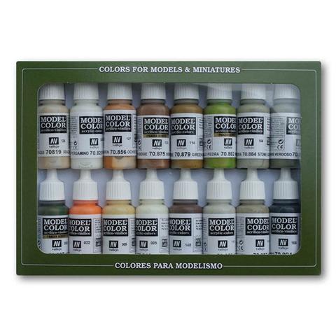 Vallejo Model Colour Earth Tones Paint Set - 16 Pieces