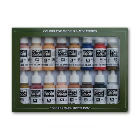 Vallejo Model Colour Face & Skin Tones Paint Set - 16 Pieces