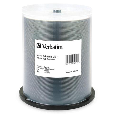 Verbatim CD-R 700MB White Wide InkJet Printable 52x - 100 Pack