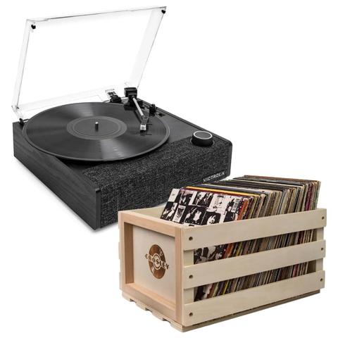 Victrola Eastwood II Turntable - Black + Bundled Record Storage Crate