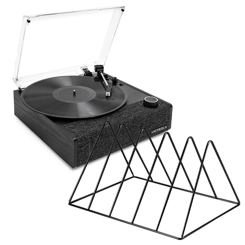 Victrola Eastwood II Turntable - Black + Gadhouse Vinyl Rack Bundle