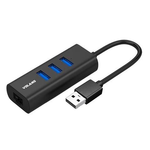 Volans VL-HJ45 3-Port USB3.0 Hub + RJ45 Gigabit Ethernet Adapter - Aluminium