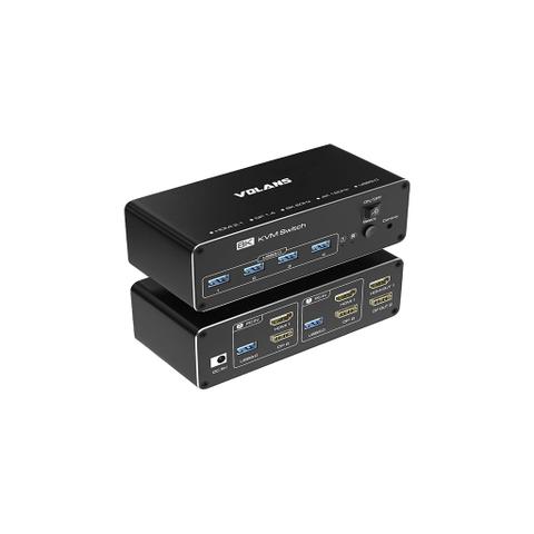 VOLANS VL-KVM9 Multiport HDMI and DP Dual Monitor KVM Switch with USB 3.0