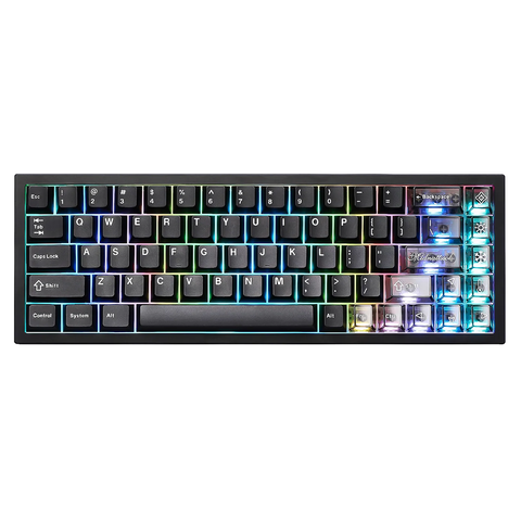 Yunzii AL65 Tri-Mode Hot-Swap Hollow Pattern Aluminium Mechanical Keyboard - Milk V2 Switches (Black)