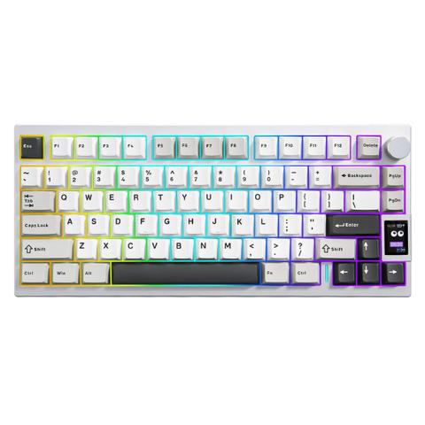 YUNZII AL80 QMK Aluminum Wireless Mechanical Keyboard w/ LCD Screen - Silver - Cocoa Cream V2 Switch