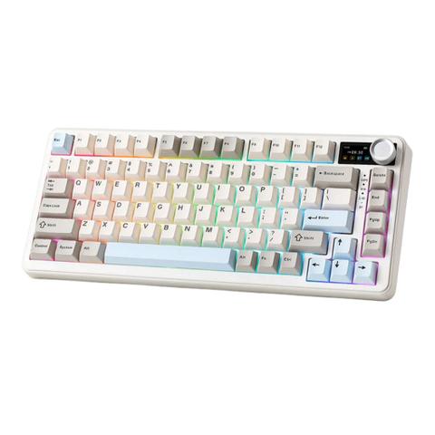 YUNZII B75 PRO MAX QMK/VIA Knob TFT Screen Wireless Mechanical Keyboard - Beige - Cocoa Cream V2 Linear Switch