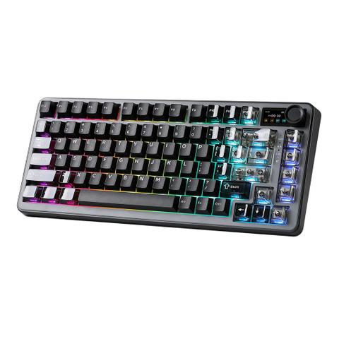 YUNZII B75 PRO MAX QMK/VIA Knob TFT Screen Wireless Mechanical Keyboard - Black - Cocoa Cream V2 Linear Switch