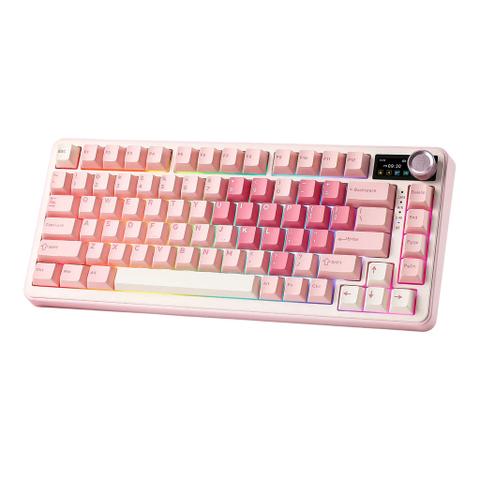 YUNZII B75 PRO MAX QMK/VIA Knob TFT Screen Wireless Mechanical Keyboard - Pink Heart - Cocoa Cream V2 Linear Switch