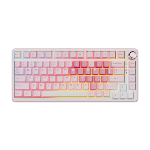 YUNZII B75 Pro Pink Wireless Mechanical Keyboard - YUNZII Cocoa Cream V2 Switches