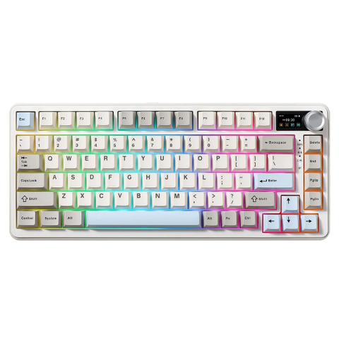 Yunzii B75 PRO QMK/VIA Knob TFT Screen Wireless Beige Mechanical Keyboard - Candy Linear