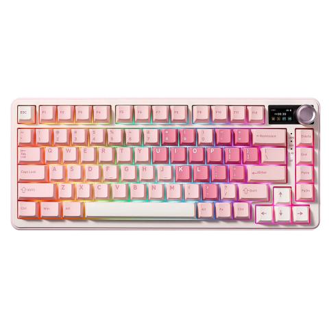 Yunzii B75 PRO QMK/VIA Knob TFT Screen Wireless Pink Heart Mechanical Keyboard - Candy Linear