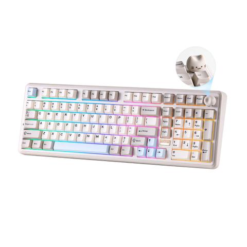 YUNZII B98 PRO QMK/VIA Hot-Swap Wireless Beige Mechanical Keyboard - Candy Linear Switch
